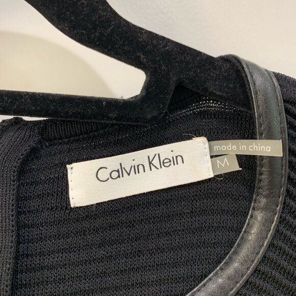 Calvin Klein Knitted Dress w/ Faux Leather Design - Picture 4 of 4